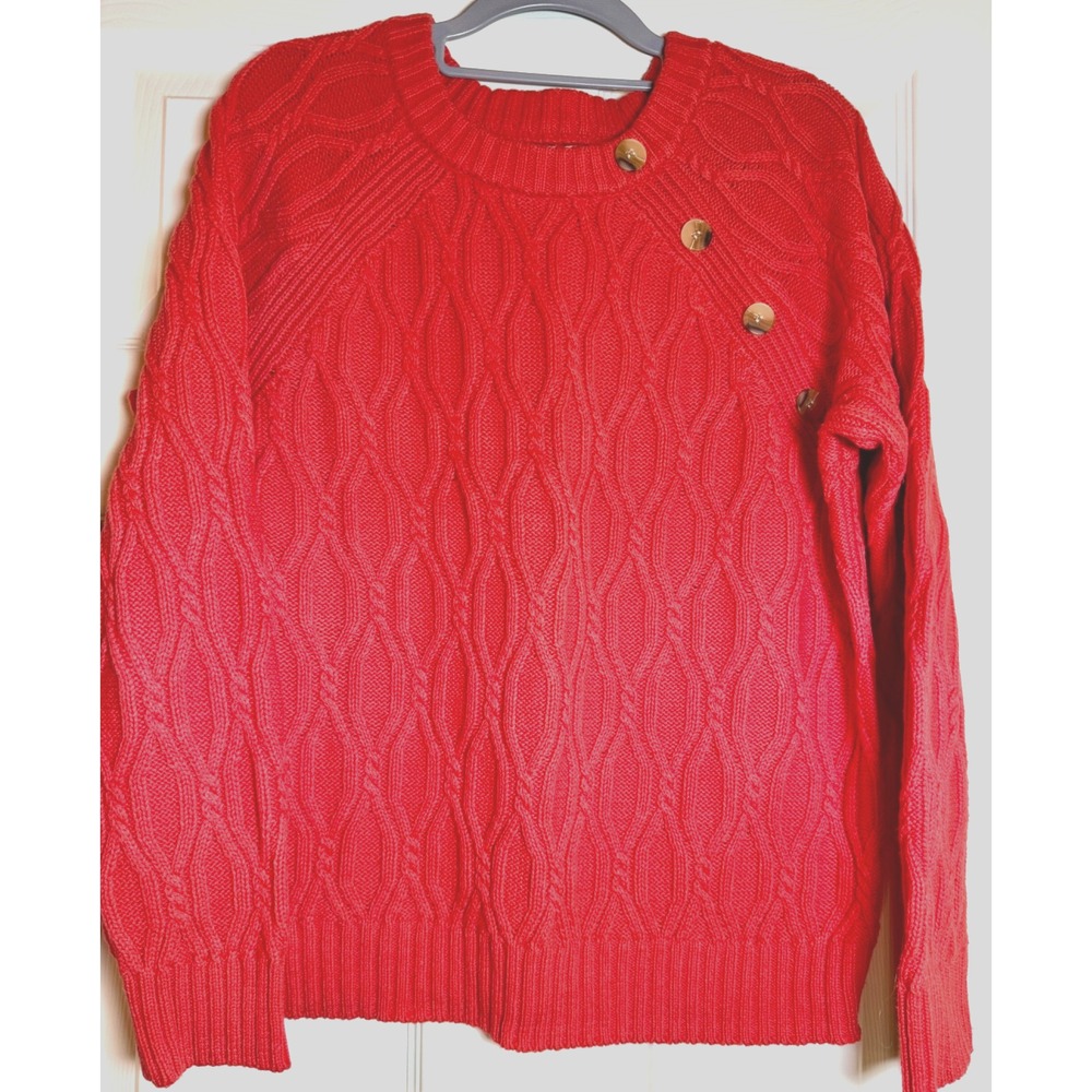 St. John's Bay Women's Large Orange Sweater w/Button Details